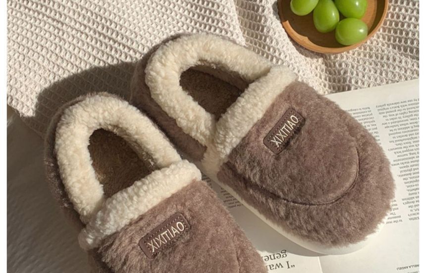 Label Applique Fluffy Slippers SpreePicky