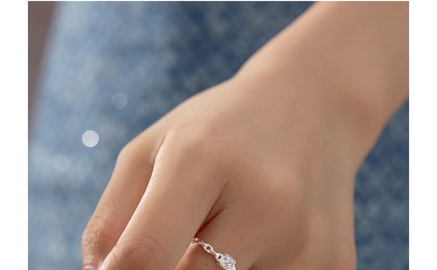 925 Sterling Silver Rhinestone Open Ring SpreePicky