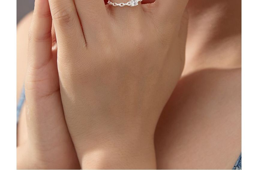 925 Sterling Silver Rhinestone Open Ring SpreePicky