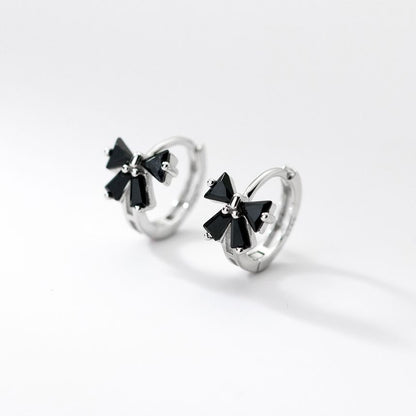 Bow Rhinestone Sterling Silver Earring SpreePicky