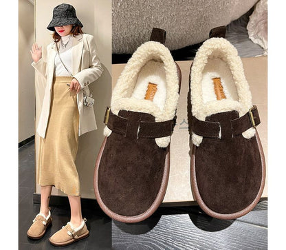 Fleece-Lined Buckled Loafers SpreePicky