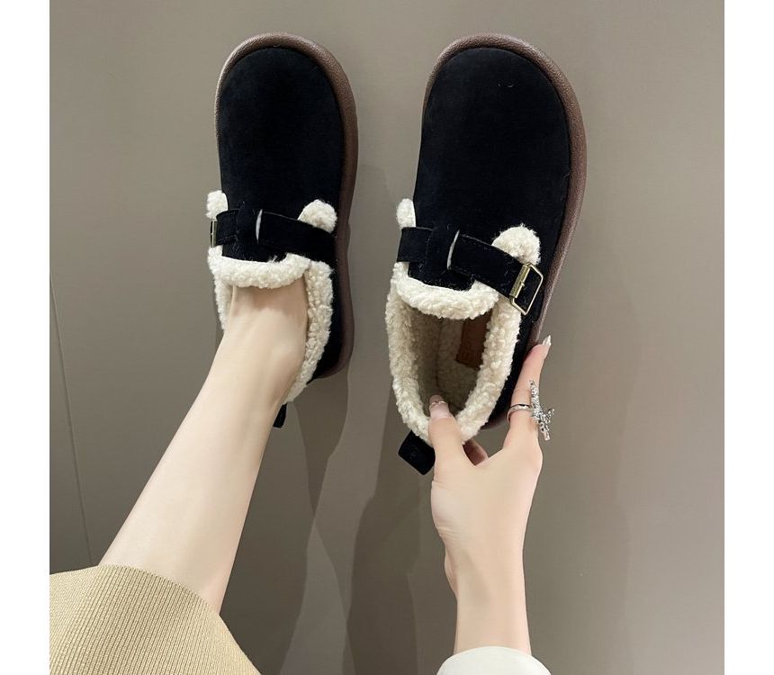 Fleece-Lined Buckled Loafers SpreePicky