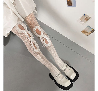 Ruffled Cutout Lace Stockings SpreePicky