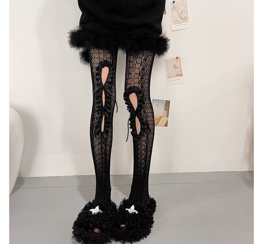 Ruffled Cutout Lace Stockings SpreePicky