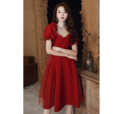 Short-Sleeve Sequin Panel Plain Dress SpreePicky