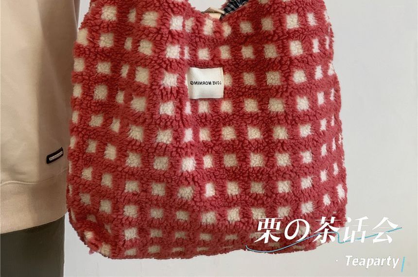 Plaid Fleece Tote Bag SpreePicky