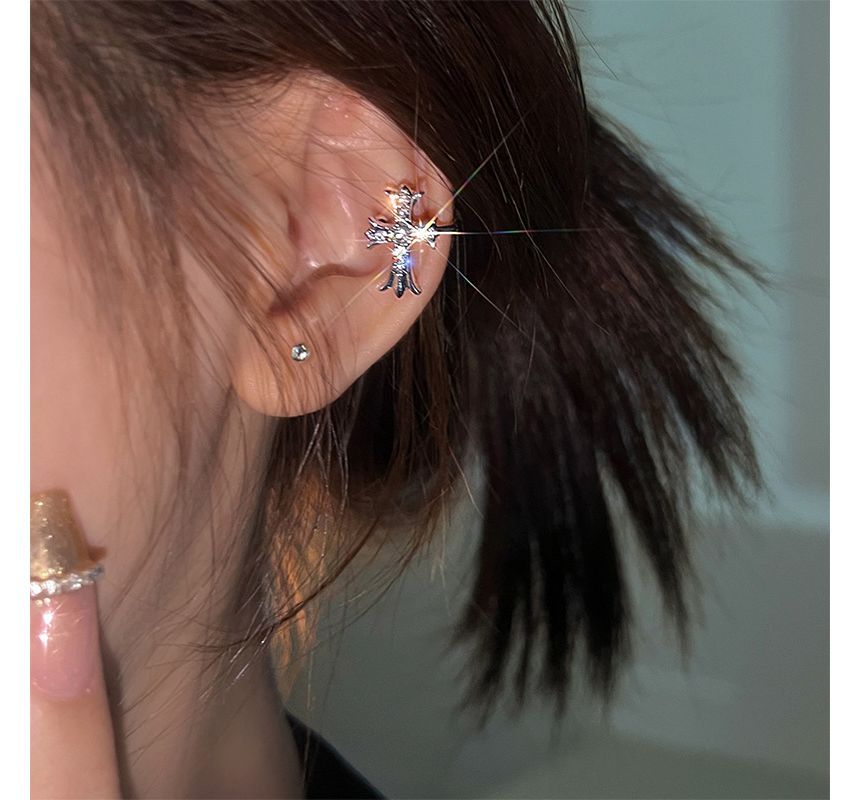 Rhinestone Crisscross Stud Earring / Ear Cuff SpreePicky