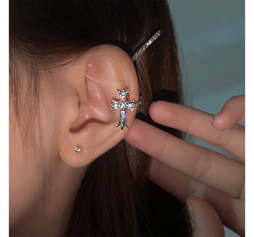 Rhinestone Crisscross Stud Earring / Ear Cuff SpreePicky