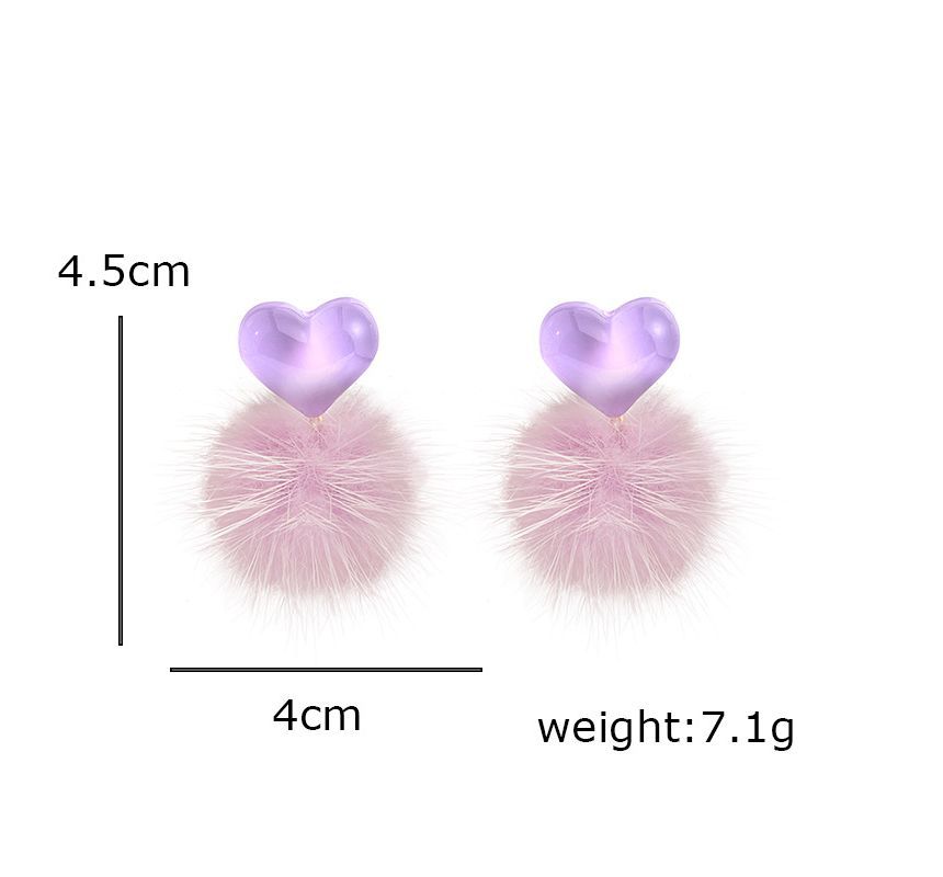 Heart Pom Pom Drop earring SpreePicky