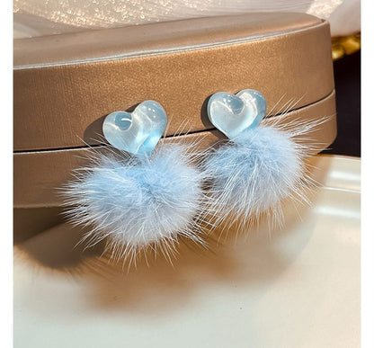 Heart Pom Pom Drop earring SpreePicky