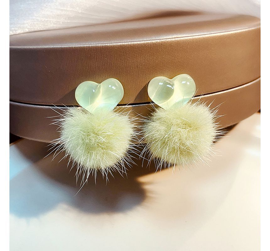 Heart Pom Pom Drop earring SpreePicky