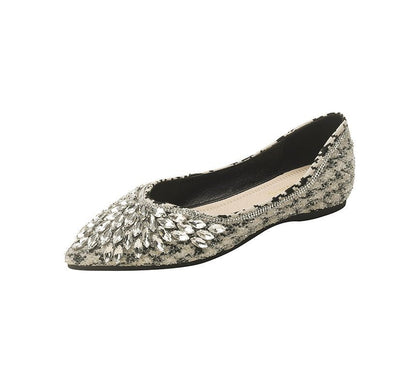 Pointy-Toe Rhinestone Flats SpreePicky