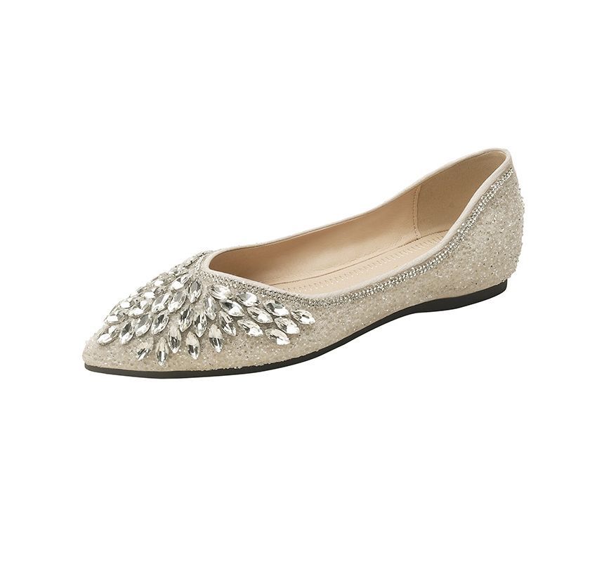 Pointy-Toe Rhinestone Flats SpreePicky