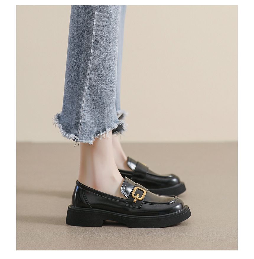 Metallic Buckle Platform Loafers SpreePicky