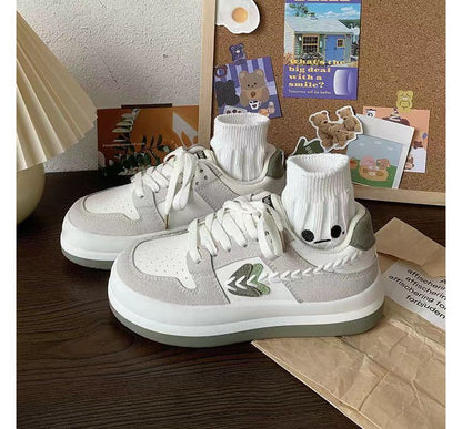 Platform Color Block Stitch Panel Sneakers SpreePicky