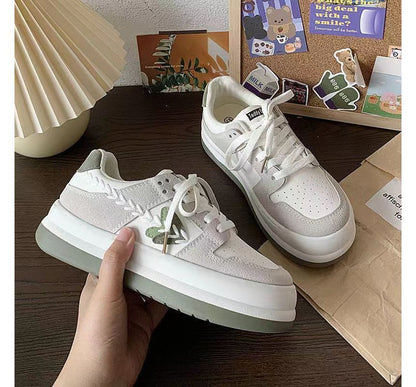 Platform Color Block Stitch Panel Sneakers SpreePicky