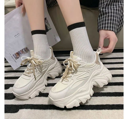 Platform Two Tone Panel Mesh Sneakers SpreePicky