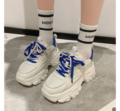 Platform Two Tone Panel Mesh Sneakers SpreePicky