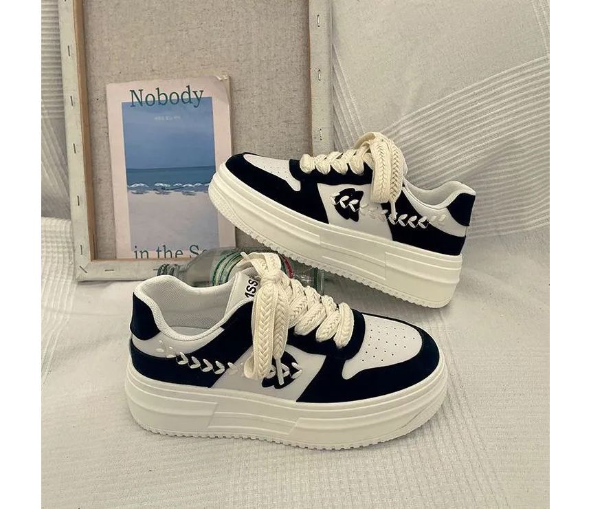 Platform Stitch Panel Sneakers SpreePicky