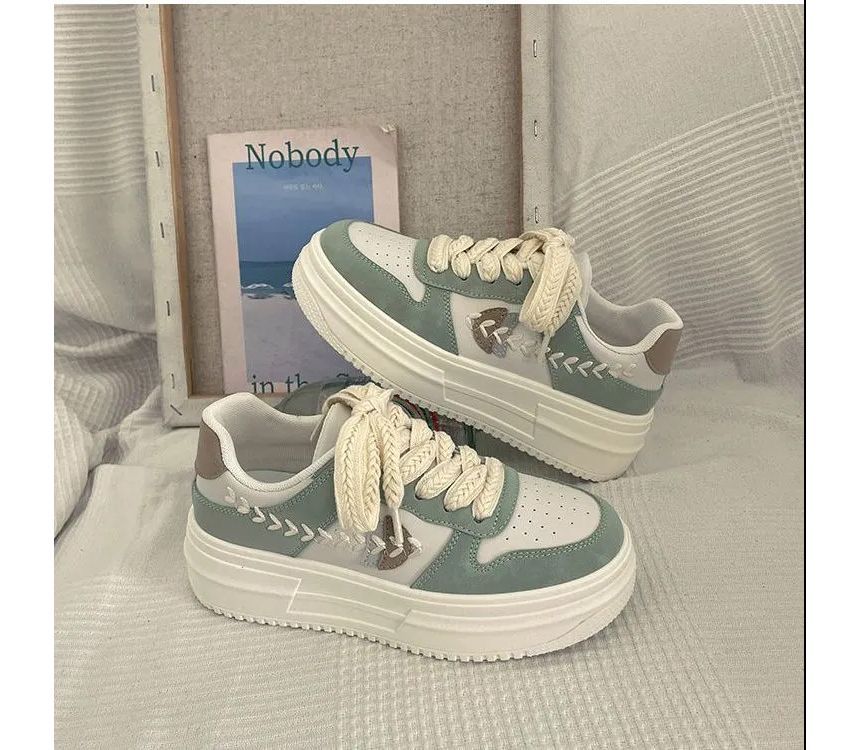 Platform Stitch Panel Sneakers SpreePicky