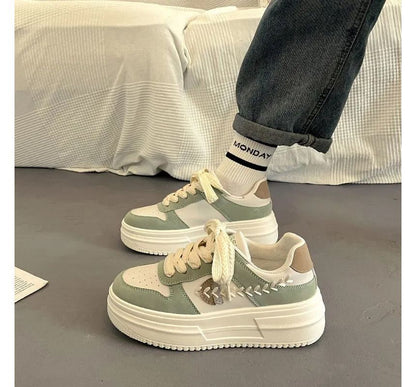 Platform Stitch Panel Sneakers SpreePicky