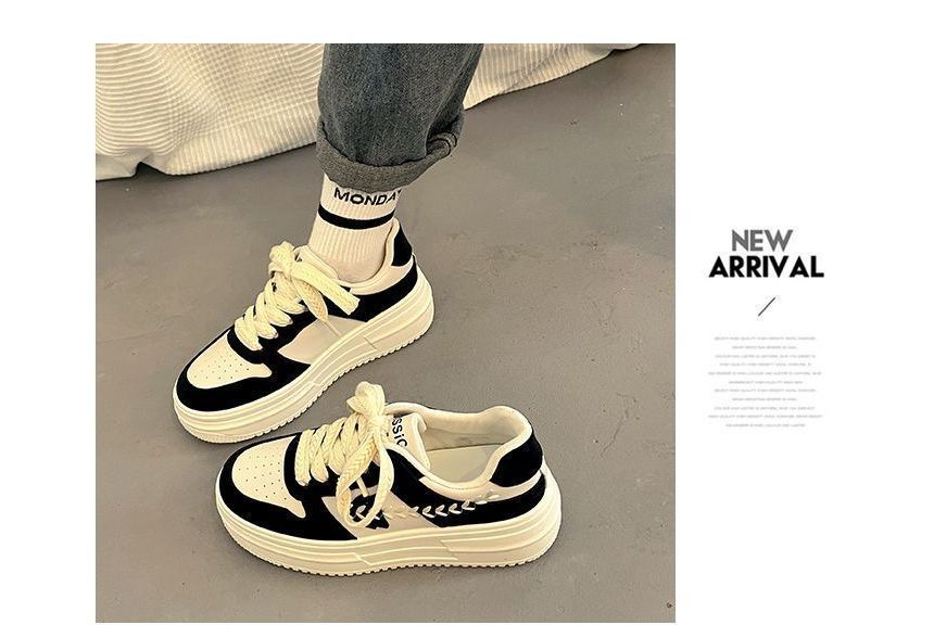 Platform Stitch Panel Sneakers SpreePicky