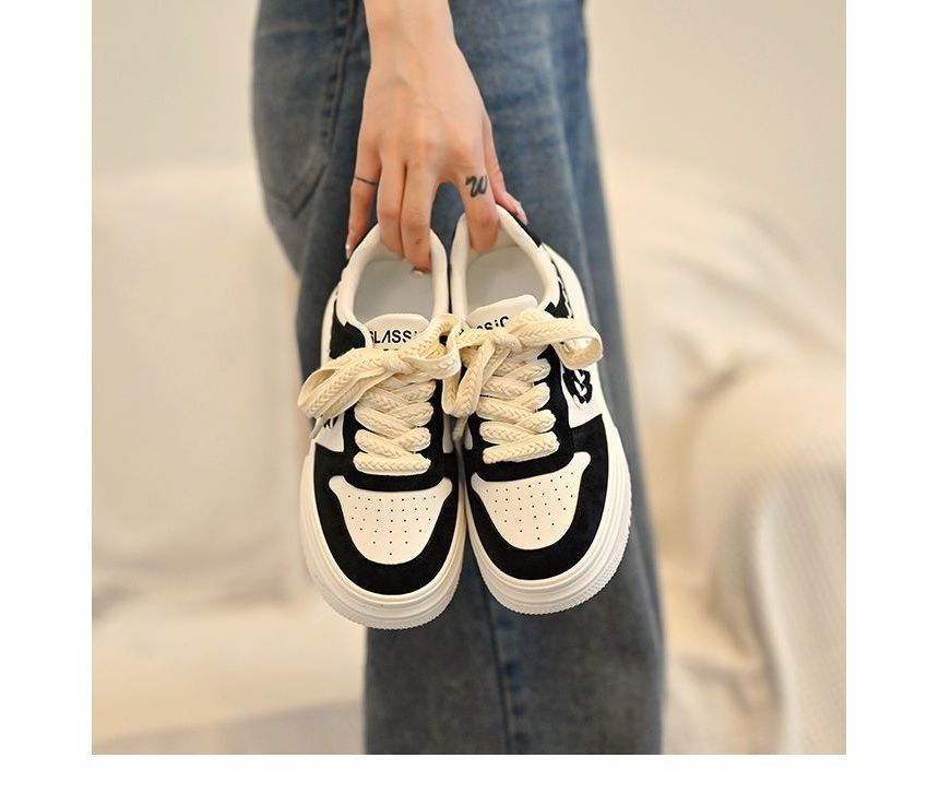 Platform Stitch Panel Sneakers SpreePicky