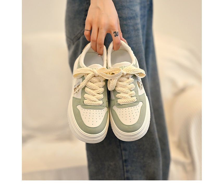 Platform Stitch Panel Sneakers SpreePicky