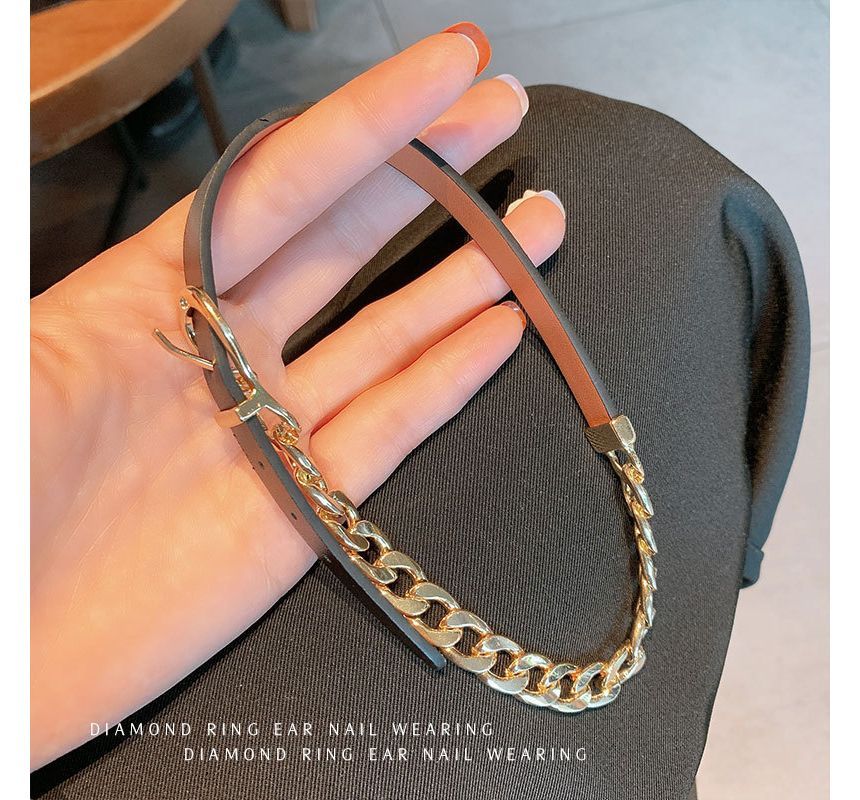 Chain Faux Leather Buckle Choker SpreePicky