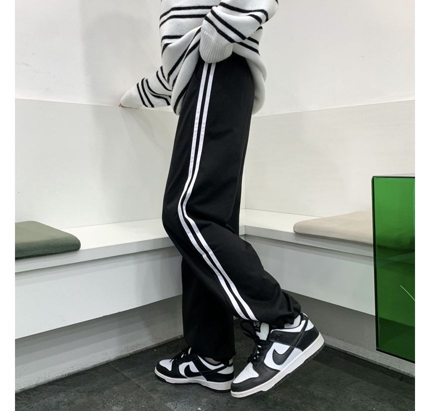 High Waist Striped Loose-Fit Wide-Leg Sweatpants SpreePicky