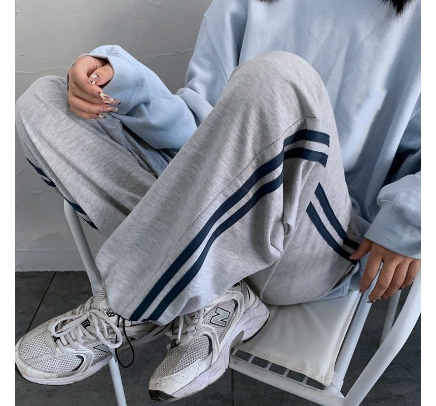 High Waist Striped Loose-Fit Wide-Leg Sweatpants SpreePicky