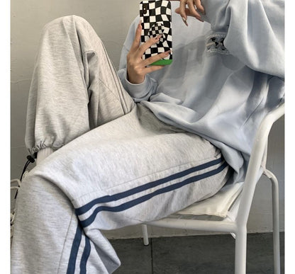 High Waist Striped Loose-Fit Wide-Leg Sweatpants SpreePicky