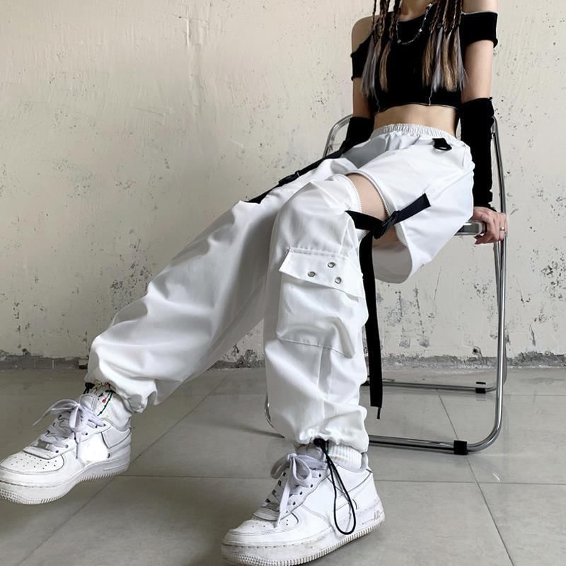 High Waist Straight-Fit Wide-Leg Detachable Cargo Pants SpreePicky