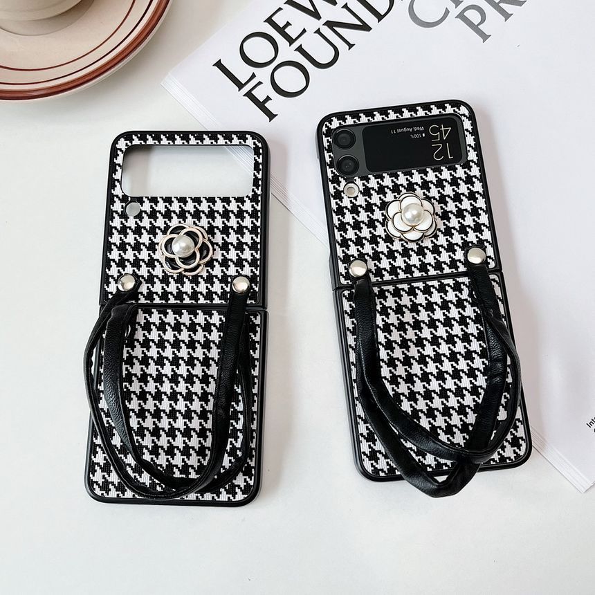 Floral Houndstooth Phone Case - Samsung Flip SpreePicky