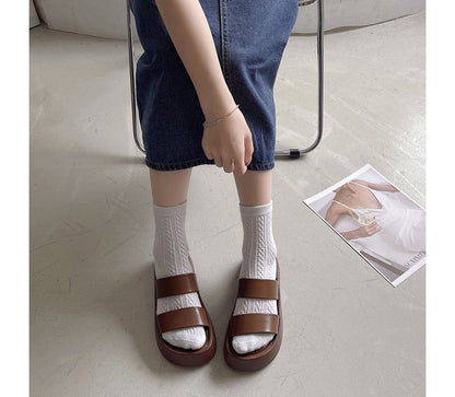 Platform Plain Slide Sandals mySite