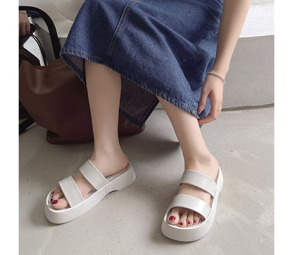 Platform Plain Slide Sandals mySite