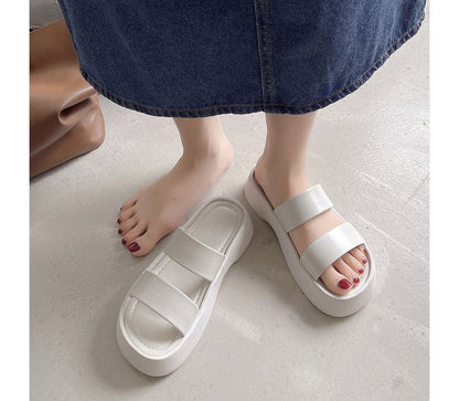 Platform Plain Slide Sandals mySite