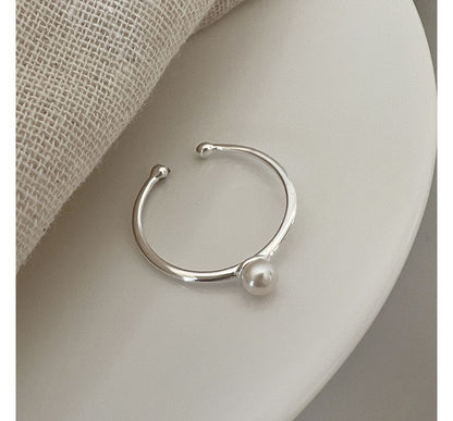 Faux Pearl / Wavy Alloy Open Ring SpreePicky