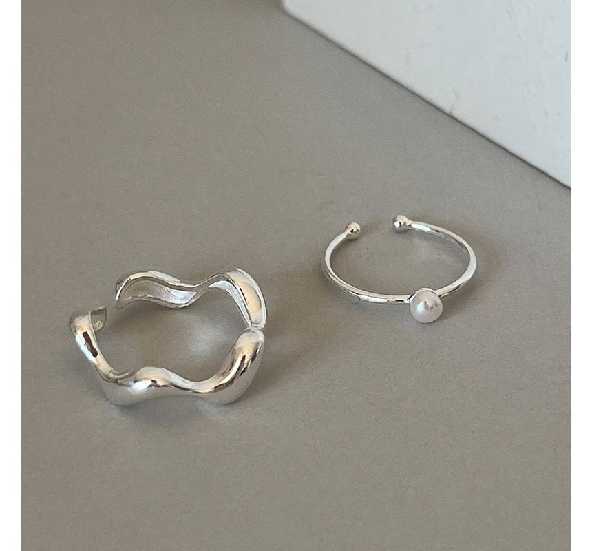 Faux Pearl / Wavy Alloy Open Ring SpreePicky