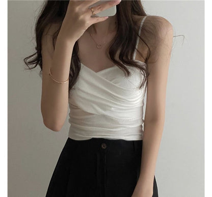 Sweetheart Neckline Plain Crop Camisole Top mySite