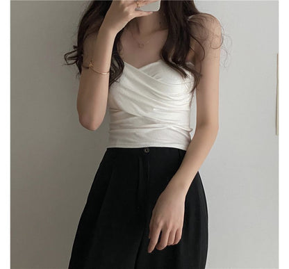 Sweetheart Neckline Plain Crop Camisole Top mySite