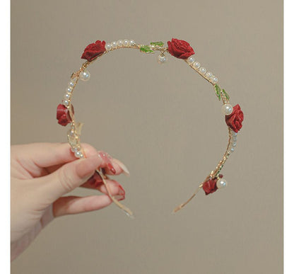 Faux Pearl Rose Headband SpreePicky