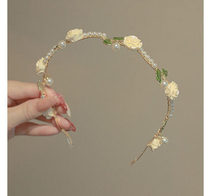 Faux Pearl Rose Headband SpreePicky