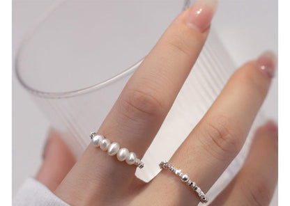 Faux Pearl / Irregular Sterling Silver Ring SpreePicky