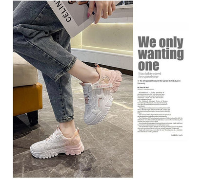 Lettering Label Applique Ombre Platform Sneakers SpreePicky