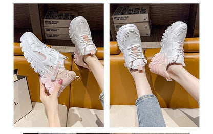 Lettering Label Applique Ombre Platform Sneakers SpreePicky