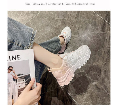 Lettering Label Applique Ombre Platform Sneakers SpreePicky