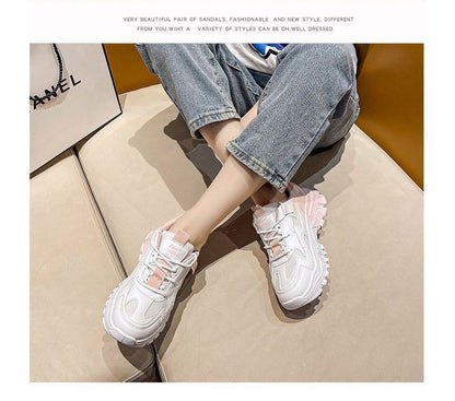 Lettering Label Applique Ombre Platform Sneakers SpreePicky