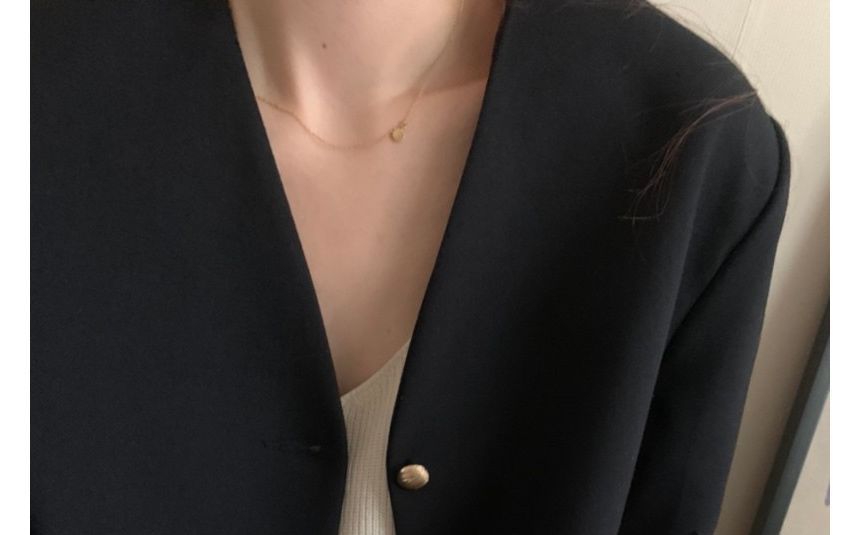 V-Neck Plain Blazer SpreePicky