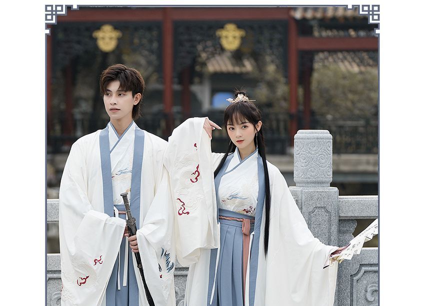 Couple Matching Crane Embroidered Hanfu Costume Set SpreePicky